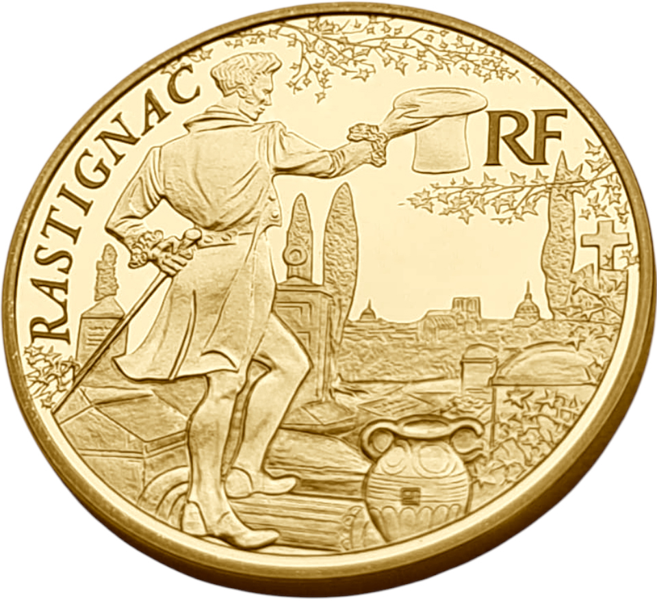 картинка Франция. 50 Евро 2014 г. Золото. 8.45 г*0.920 0.25 oz. Бальзак! Растиньяк! ТИРАЖ 500 ЭКЗ! от магазина Одежда+