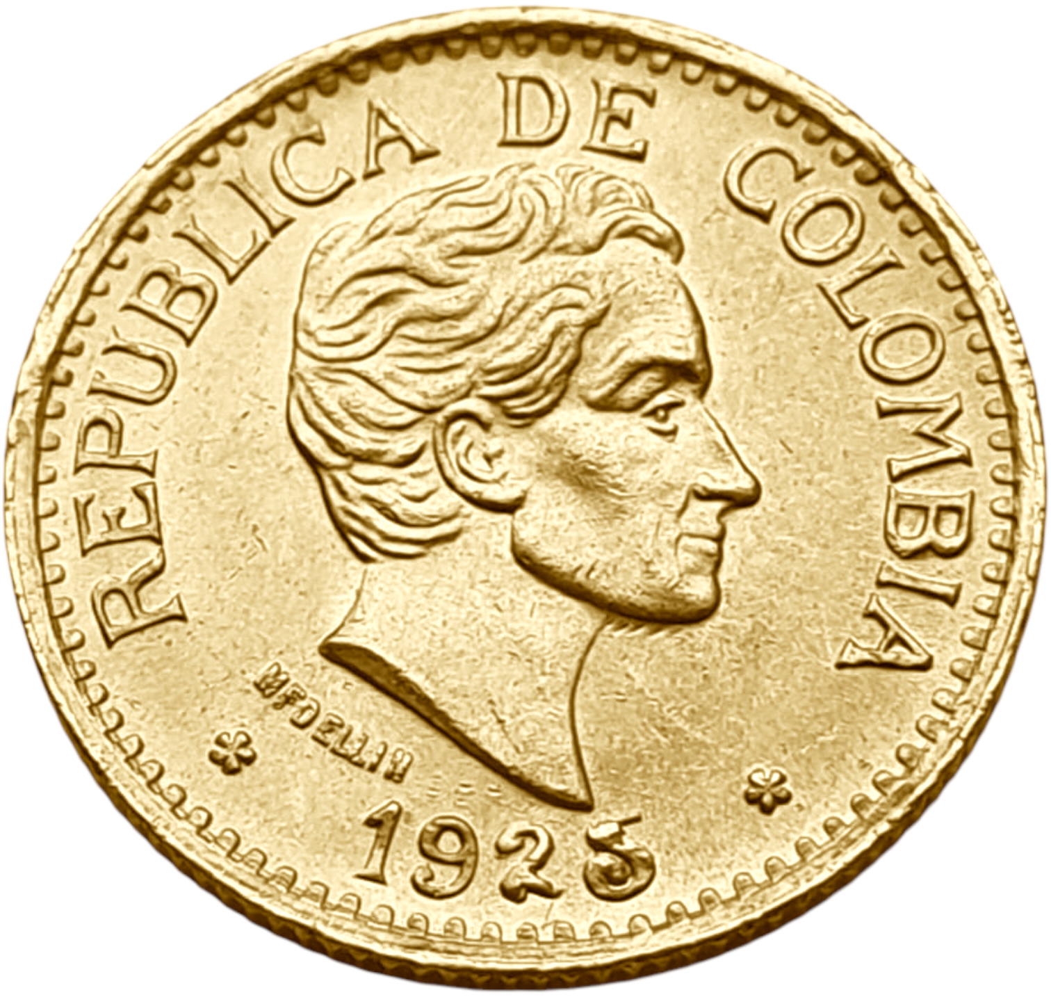 картинка Колумбия. 5 Песо 1925 г. Золото. 7.9881 г*0.917 0.2355 oz. от магазина Одежда+