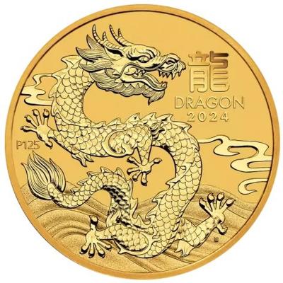 картинка 200 долларов. 2024 г.  Лунар год Дракона. Au 62.2  г. от магазина Одежда+