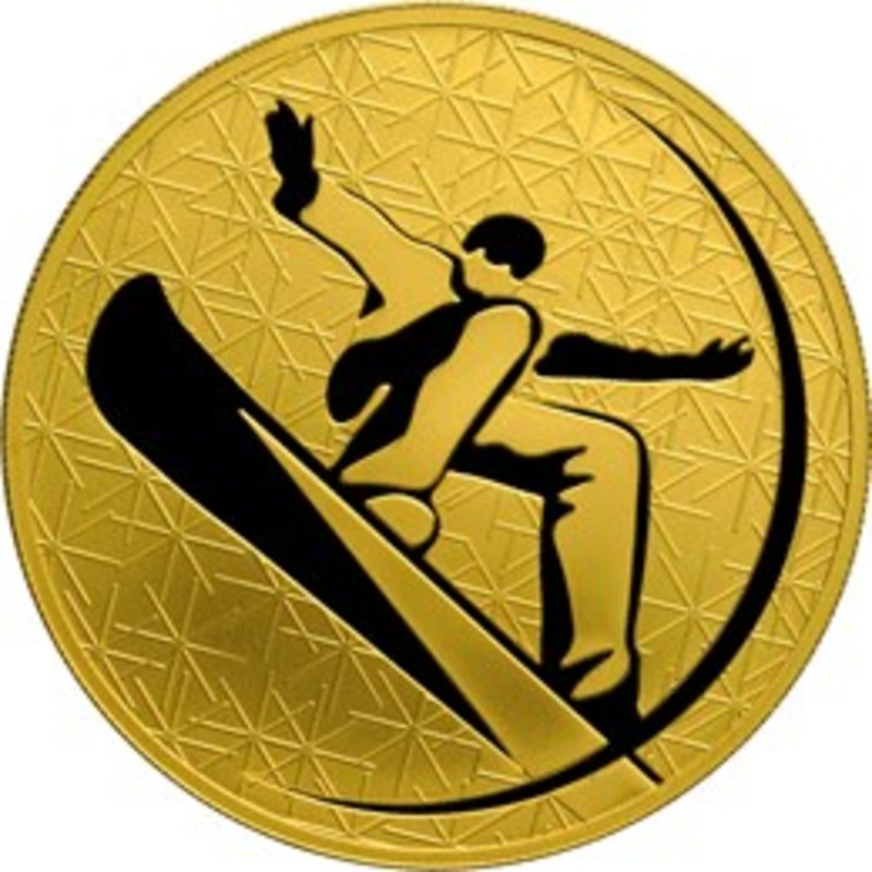картинка 200 рублей. 2010 г. Зимние виды спорта. Сноуборд. Au 31.1 г. от магазина Одежда+