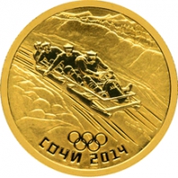 картинка 50 рублей. 2014 г. Олимпиада Сочи - Бобслей. Au 7.78 г. от магазина Одежда+