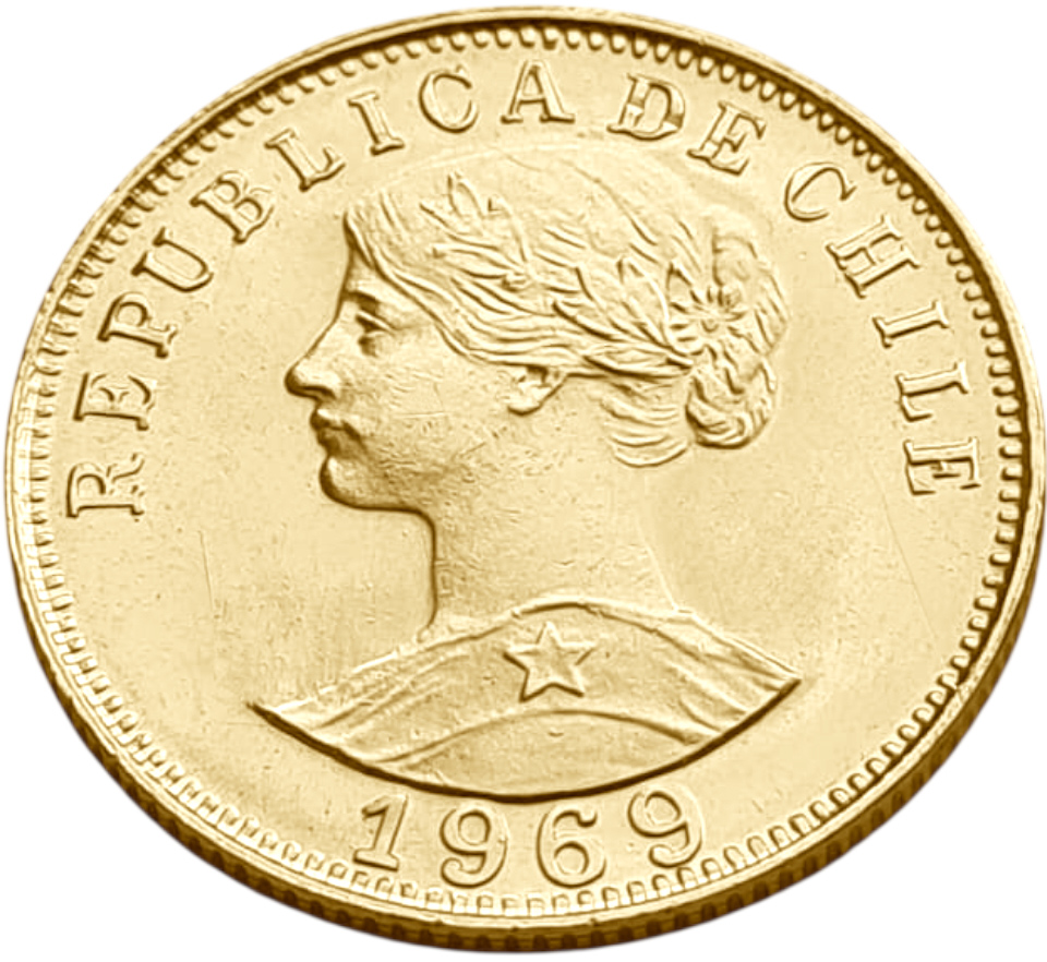 картинка Чили. 50 Песо 1969 г. Золото. 10.1698 г*0.900 0.2943 oz. от магазина Одежда+