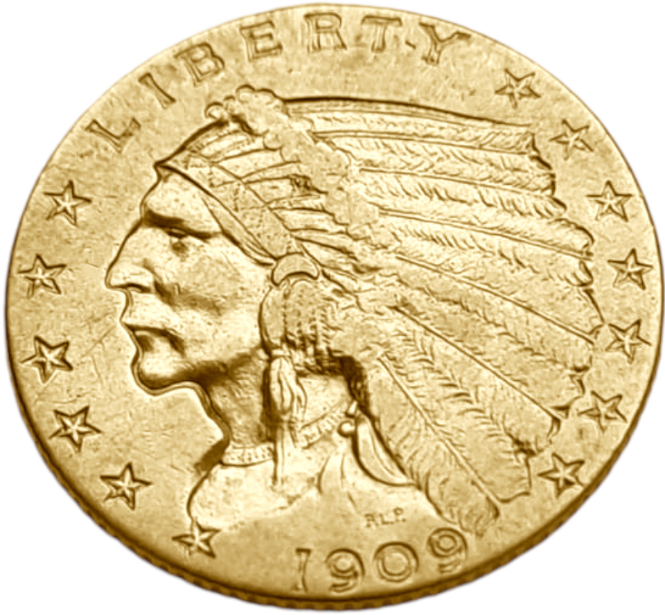 картинка США. 2 1/2 Доллара 1909 г. Золото. 4.18 г*0.900 0.121 oz. от магазина Одежда+