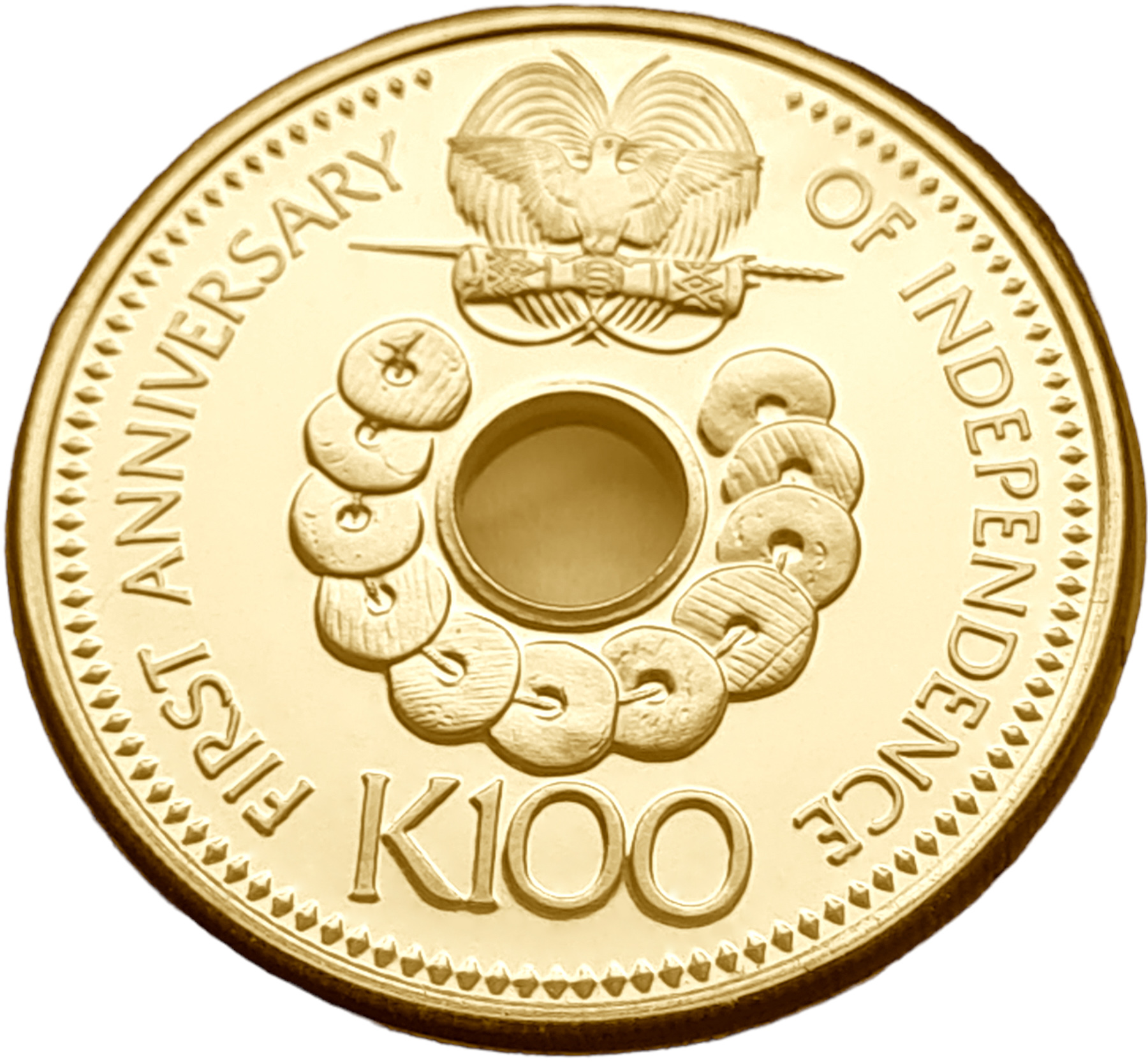картинка Папуа Новая Гвинея. 100 кина 1976 г. Золото. 9.57 г*0.900 0,2769 oz. Блистер Монетного Двора! от магазина Одежда+