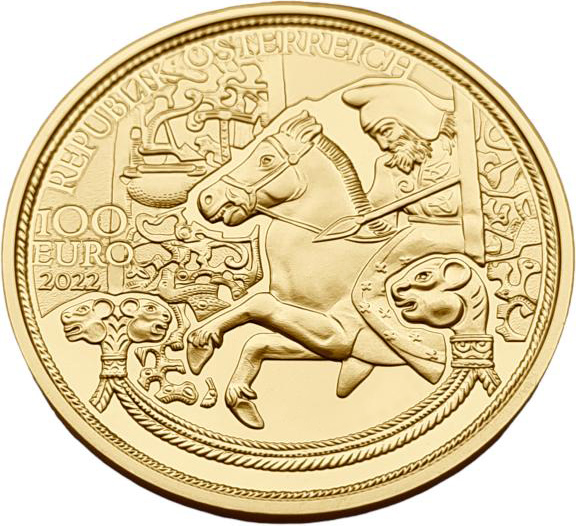 картинка Австрия. 100 Евро 2022 г. Золото 15.78 г*0.986 0.5 oz. Магия Золота! Золото Скифов! от магазина Одежда+
