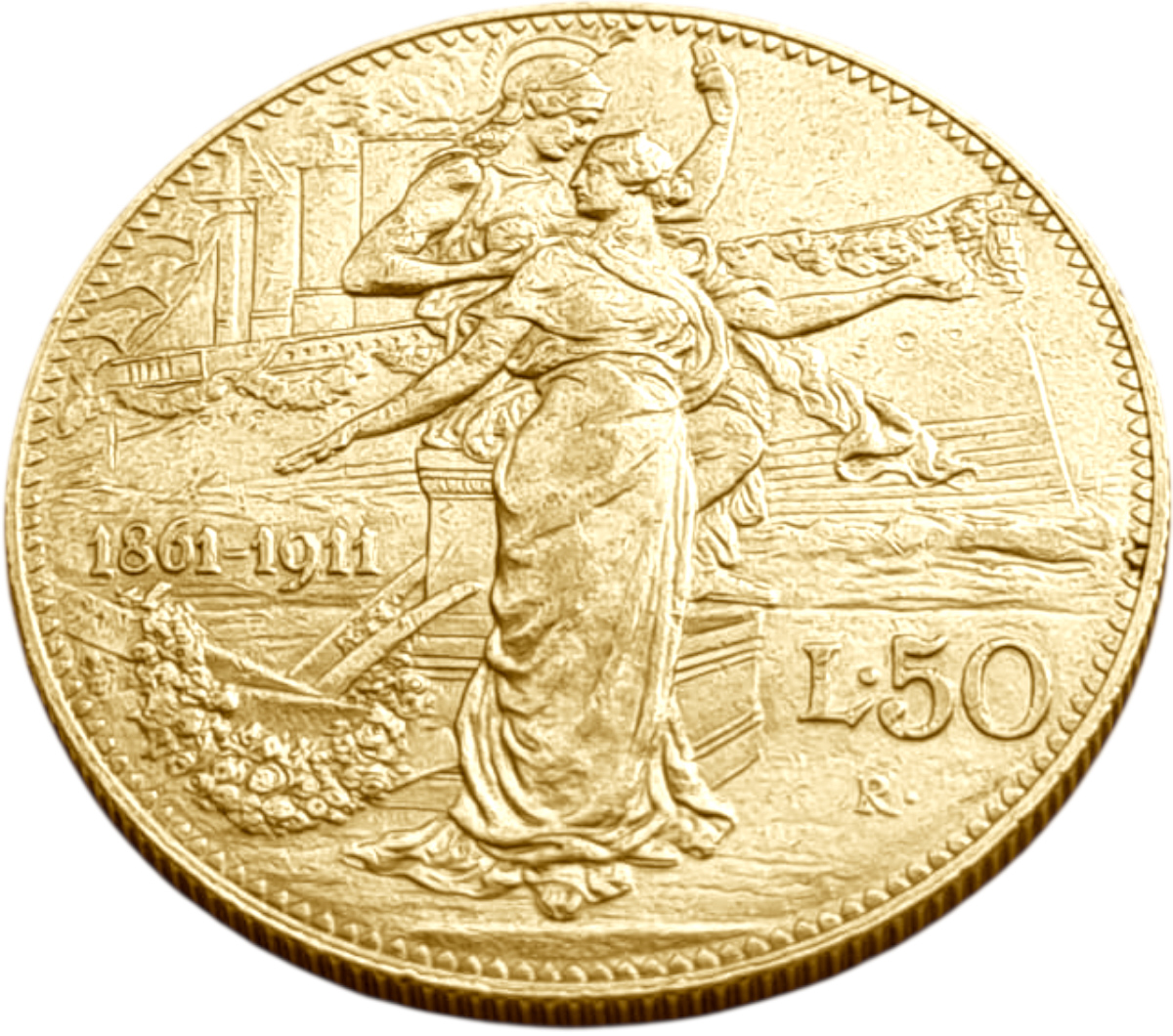 картинка Италия. 50 Лир 1911 г. Золото. 16.129 г*0.900 0.4667 oz. от магазина Одежда+