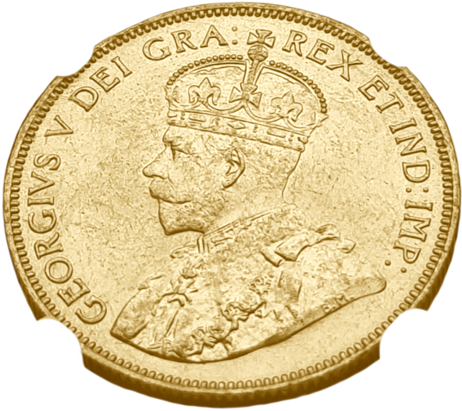картинка Канада. 10 Долларов 1913 г. Золото. 16.72 г*0.900 0.4838 oz. СЛАБ NGC MS63! от магазина Одежда+