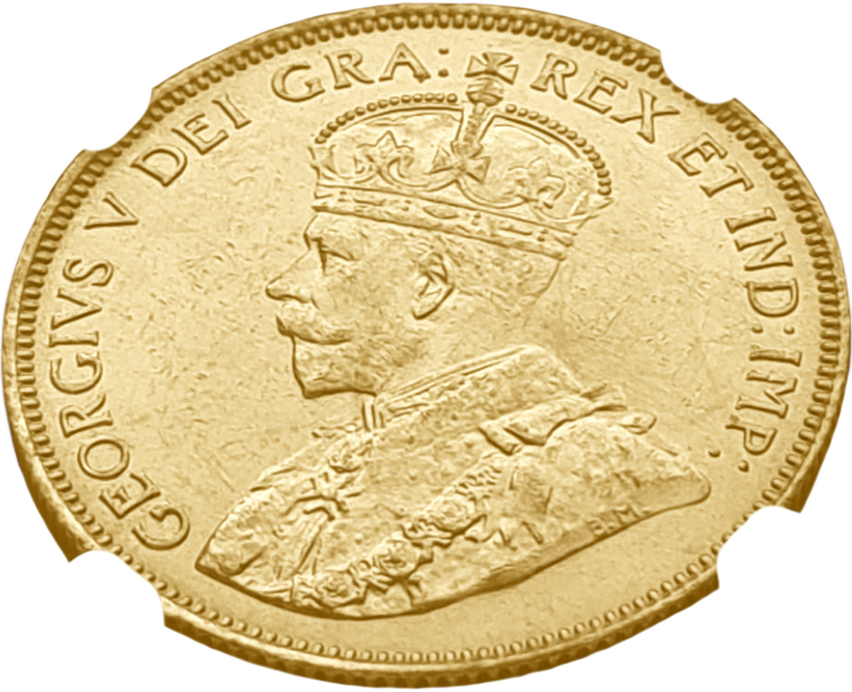 картинка Канада. 10 Долларов 1913 г. Золото. 16.72 г*0.900 0.4838 oz. СЛАБ NGC MS63! от магазина Одежда+