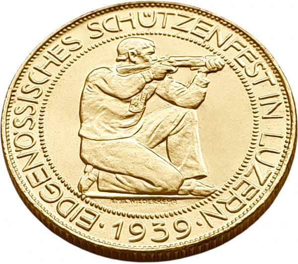 картинка Швейцария. 100 Франков 1939 г. Золото. 17.5 г*0.900 0.5064 oz. от магазина Одежда+