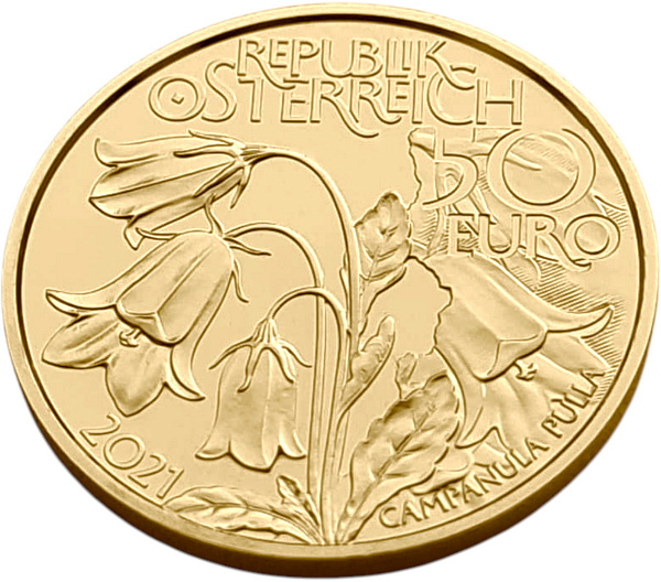 картинка Австрия. 50 Евро 2021 г. Золото. 7.89 г*0.986 0.25 oz. Рысь! Альпийские Леса! от магазина Одежда+ 2